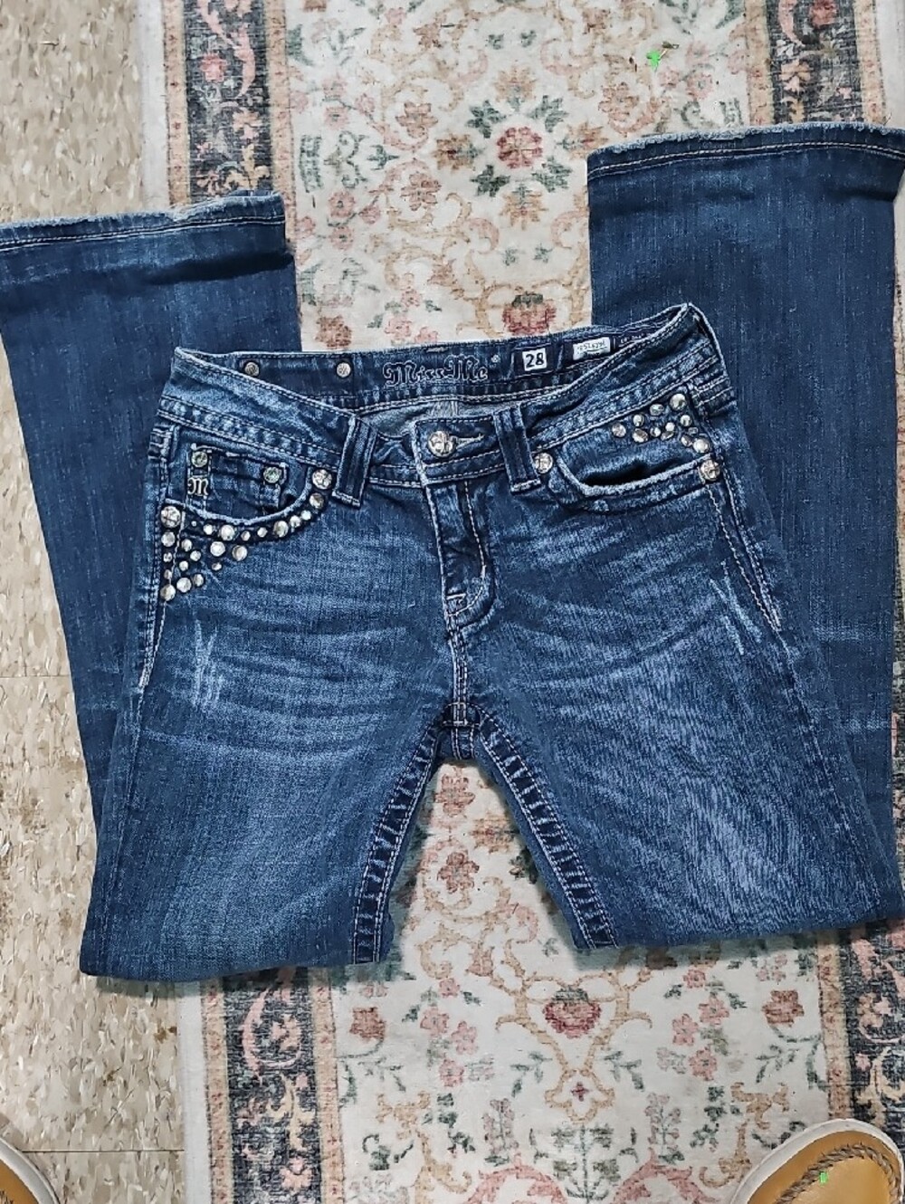 Miss Me Dark Blue Rhinestone Embellished Bootcut Jeans - Picture 3 of 11